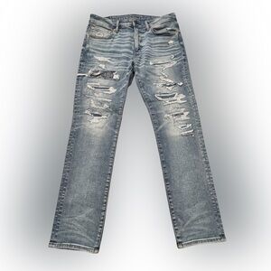 Men’s American Eagle Airflex 360 Slim Distressed Blue Jeans Size 34x30